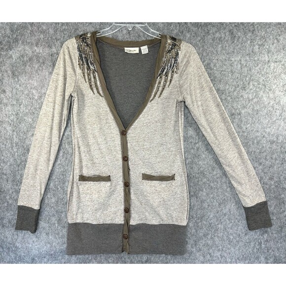 Miss Me Cardigan Sweater Angel Wings Embellished Sequins Beads Boho Y2K - Picture 1 of 12